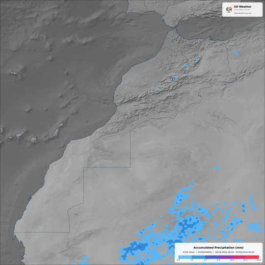Morocco accumulated precipitation forecast map