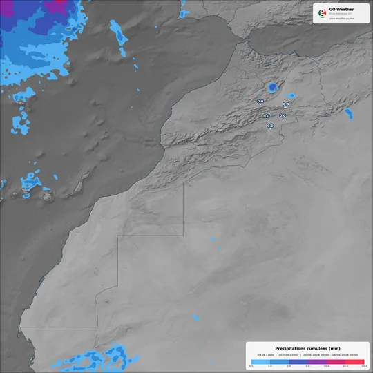 Carte des précipitations cumulées au Maroc